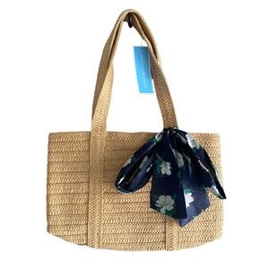 NWT Draper James straw bag with bow